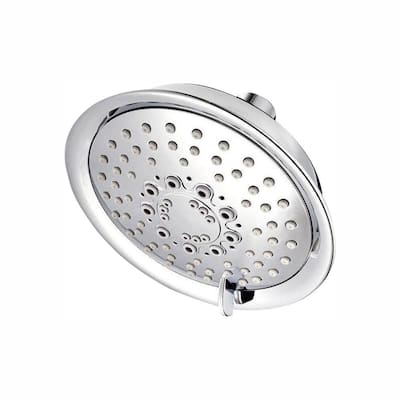 Universal 5-Spray 5.66 in. Single Wall Mount Low Flow Fixed Rain Shower Head in Polished Chrome