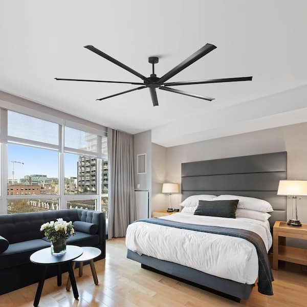 Arceso 84in Ceiling Fans with Light and Remote Control, Industrial Extra-Large Ceiling Fans with 6-Speed Reversible for Indoor Outdoor, Black
