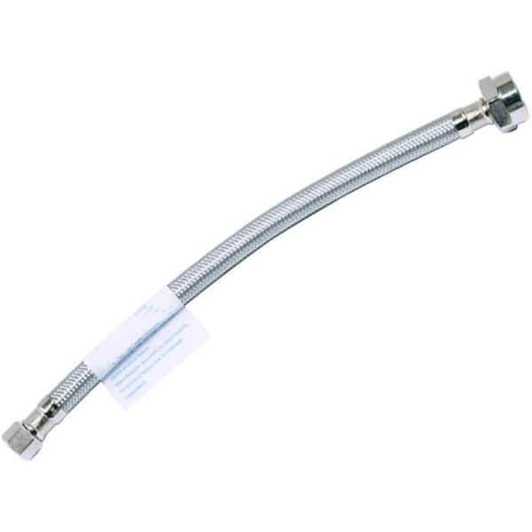 Westbrass 3/8 in. x 16 in. Toilet Supply Line with Brass Ballcock Nut, Stainless Steel