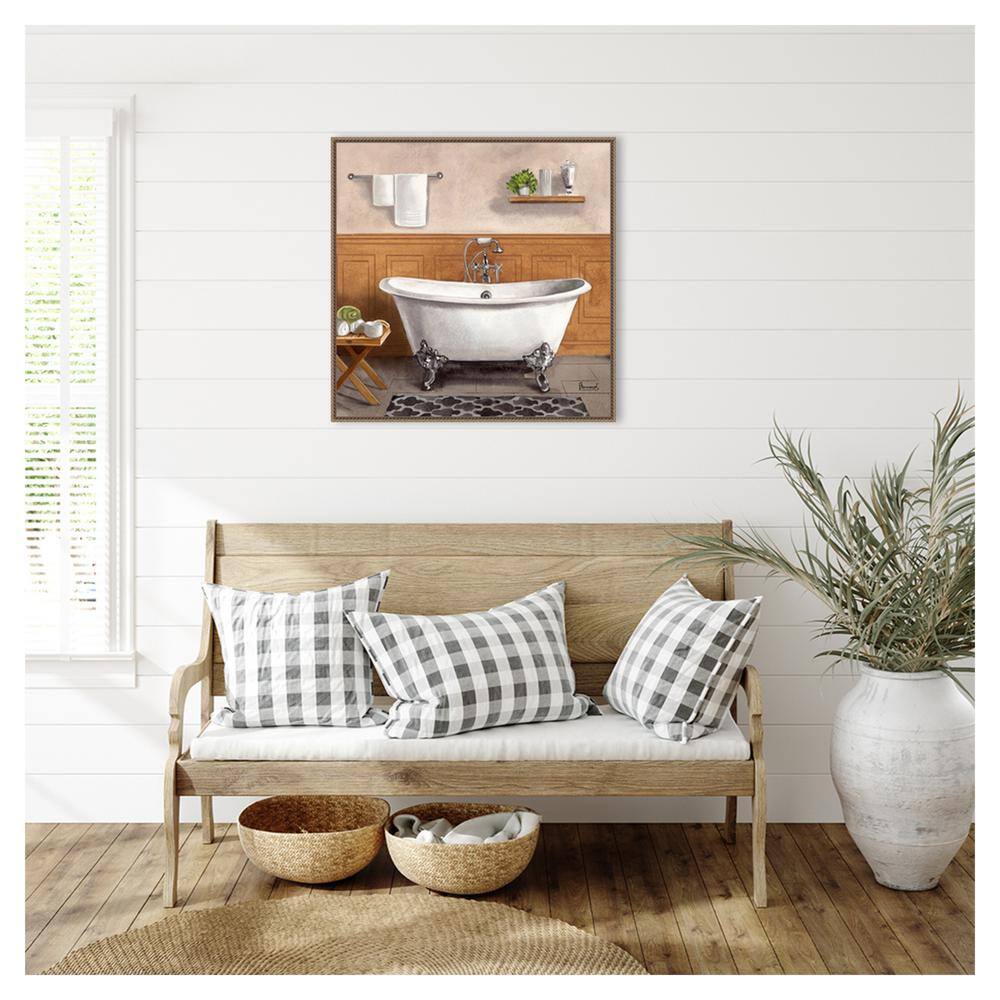 Serene Bath I White Clawfoot Bathtub Canvas Art Print