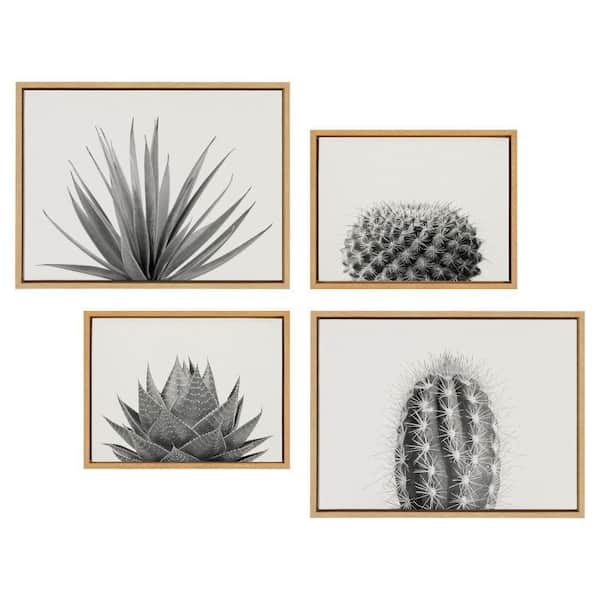 Sylvie "Haze Aloe Succulentt" by The Creative Bunch Studio 4-Piece Natural Framed Art Print Set 24 in. x 18 in.