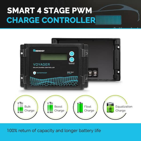 10 Amp 12 24 Volt Auto Detect PWM Digital Solar Panel Charge Controller 