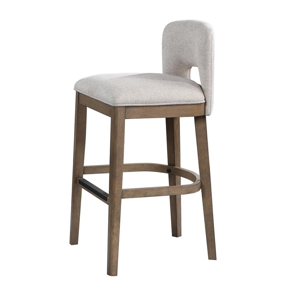 Chestnut Brown and White Upholstered Wood Bar Stool