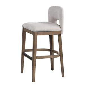 Bistro 40.25 in. Chestnut/Egret White Standard Back Solid Wood Bar Stool with Fabric Seat