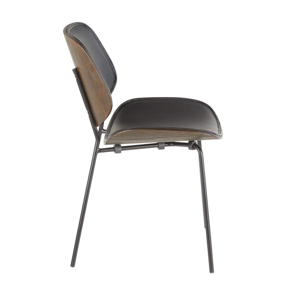 Lombardi 31'' Black Metal and Faux Leather Industrial Side Chair