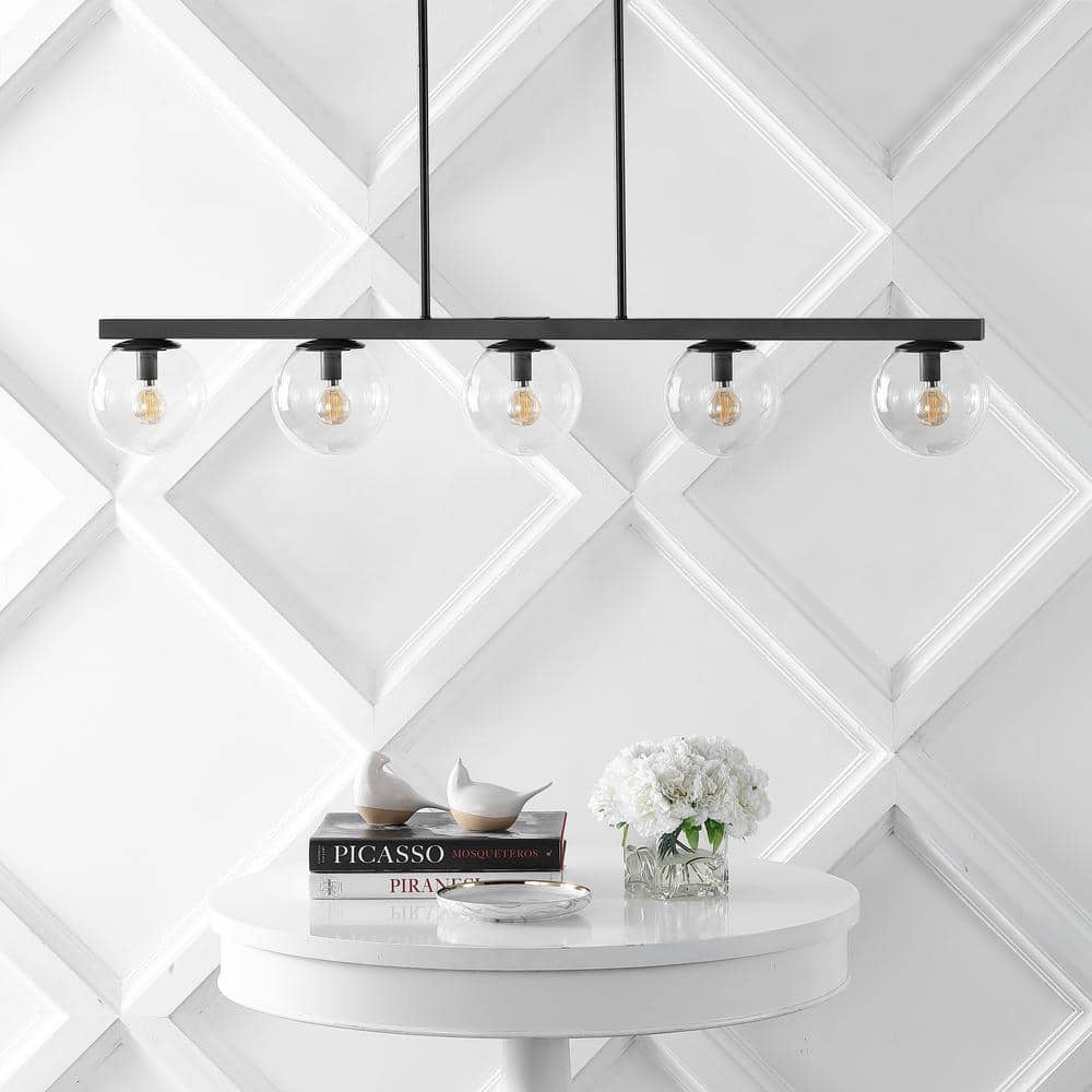 Luca Parisian 45.5" Black Glass Globe Linear LED Pendant Light