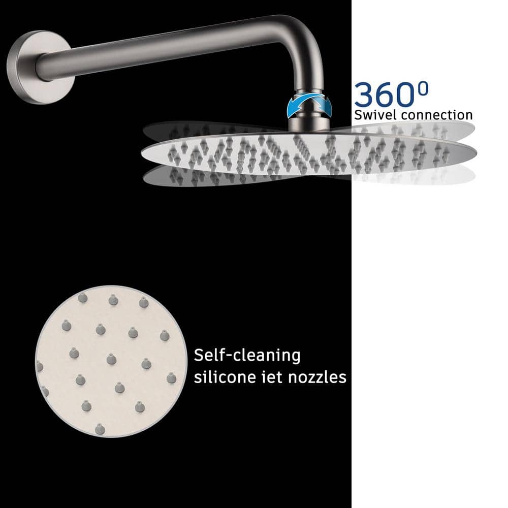 Brushed Nickel 10'' Wall Mount Rain Shower System with Handheld