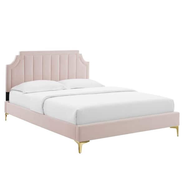 MODWAY Sienna Performance Velvet Pink King Platform Bed