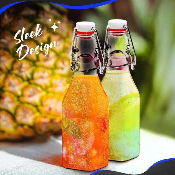Nevlers 6-Pack 8.5 oz. Square Glass Bottles with Swing Top