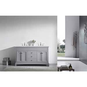 Elite Princeton 72 in. W X 24 in. D X 34 in. H Double Bath Vanity in Gray with White Carrara Marble Top with White Sinks