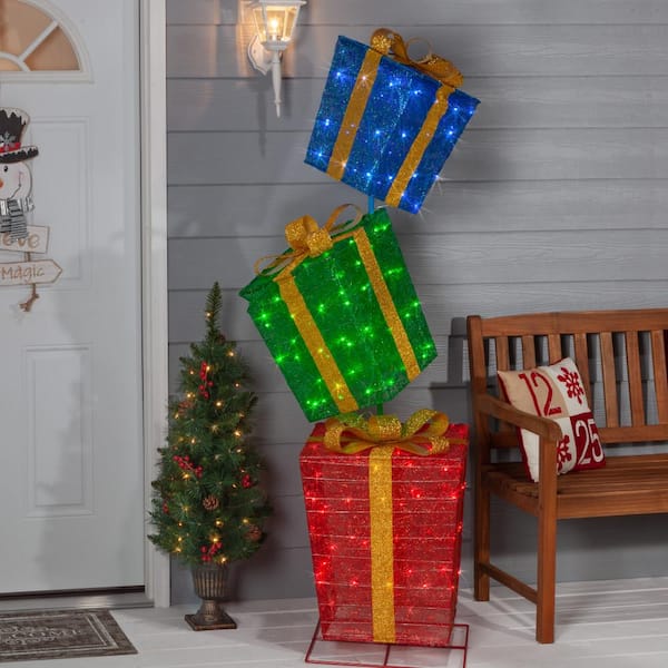 Outdoor Lit Stackable Christmas Gifts