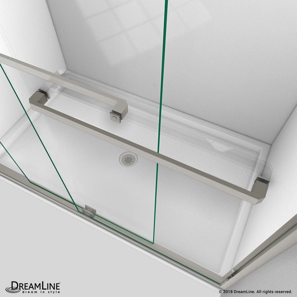 Nickel Frameless Clear Glass Sliding Shower Door, 48 x 76 in.