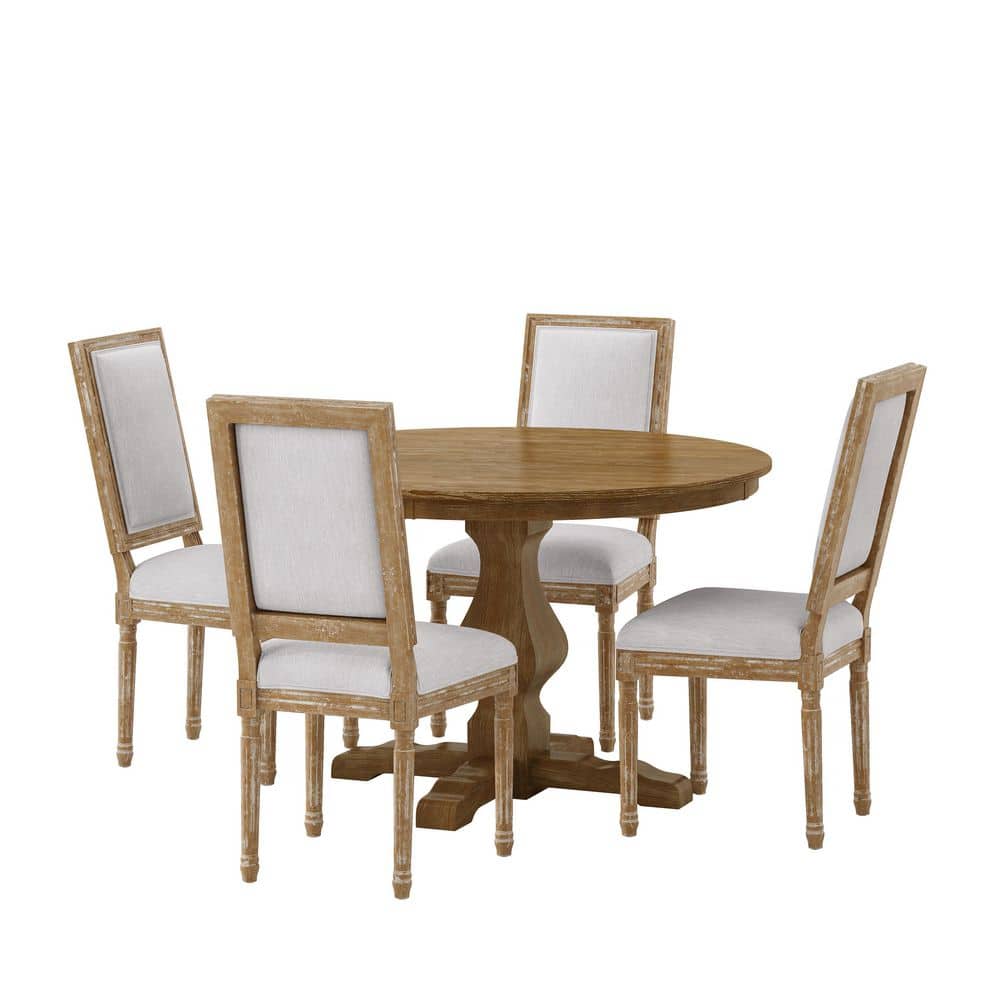 Noble House Ardyce 5-Piece natural and Light gray Dining Set 109376 ...