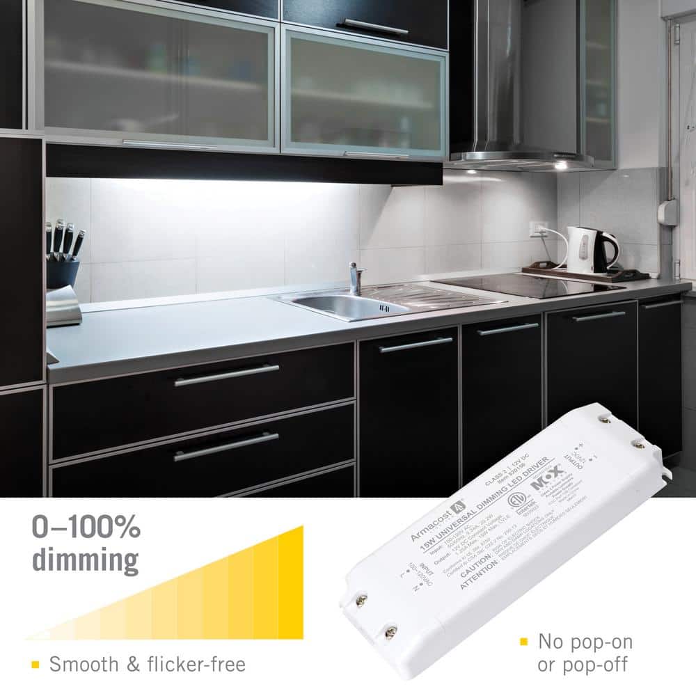 15W White Universal Dimmable LED Driver with Power Cord