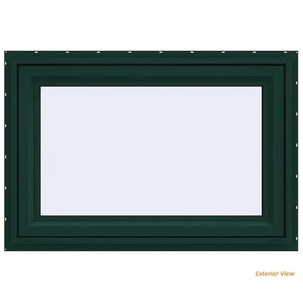 JELD-WEN 35.5 in. x 23.5 in. V-4500 Series Green Painted Vinyl Awning Window with Fiberglass Mesh Screen