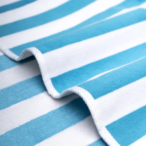 Cotton Craft - Beach Towel for Two 58x68 - Cabana Stripe Navy Green Turquoise - Beach Blanket - 100% Pure Ringspun Cotton - 450 GSM - Oversized