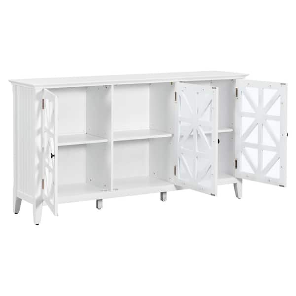 Unbranded 62.2 in. W x 15.7 in. D x 34 in. H Bathroom White Linen Cabinet