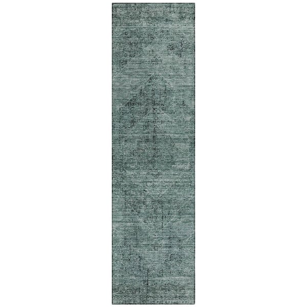 Chantille Machine Washable Indoor/Outdoor Abstract ACN2726 Teal 2 ft. x 7 ft. Runner Rug