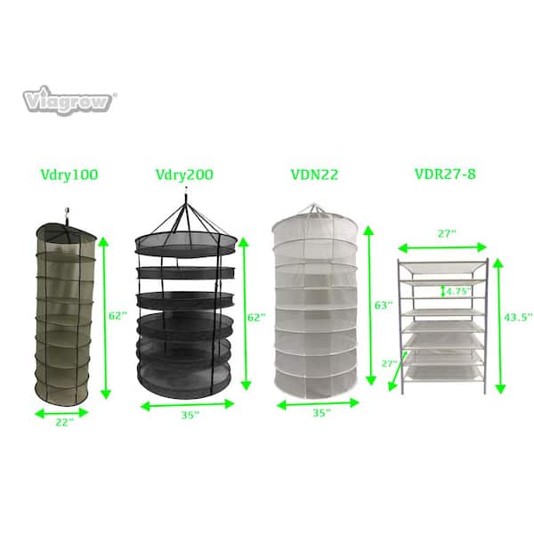 VIVOSUN 2-Layer Mesh Drying Rack Hanging Design with Green Zippers for  Dehydrating, Indoor and Outdoor Pruning Shears Included