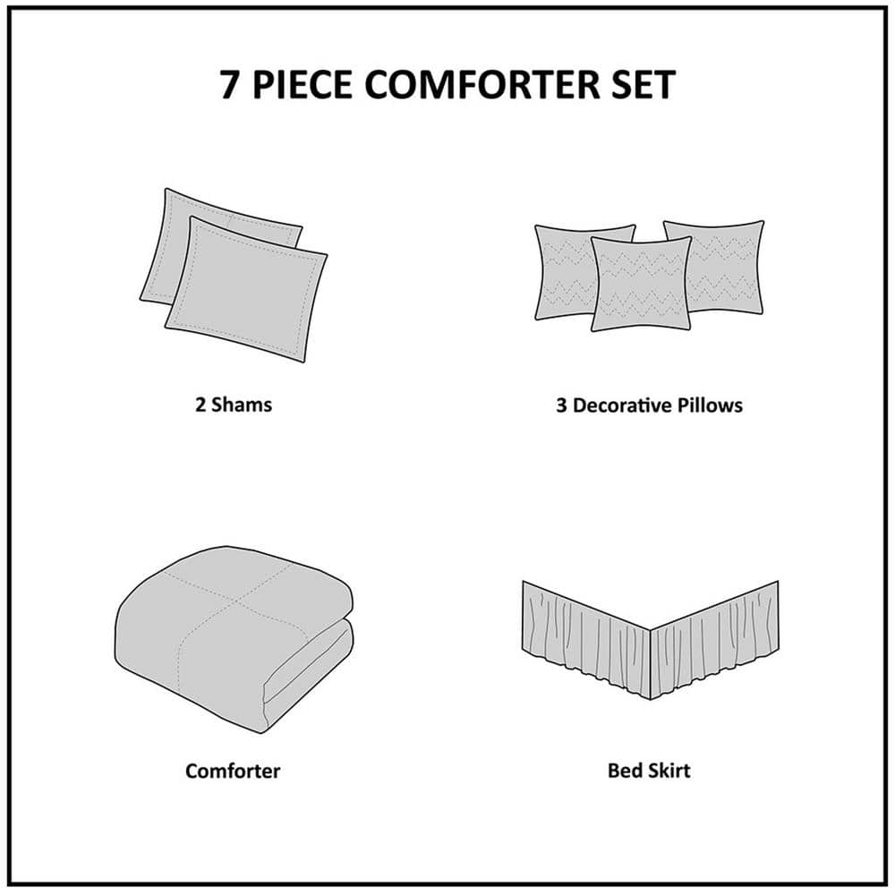 Gray Damask Cotton Reversible California King Comforter Set