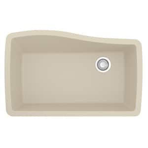 Undermount Quartz Composite 33 in. Single Bowl Kitchen Sink in Bisque