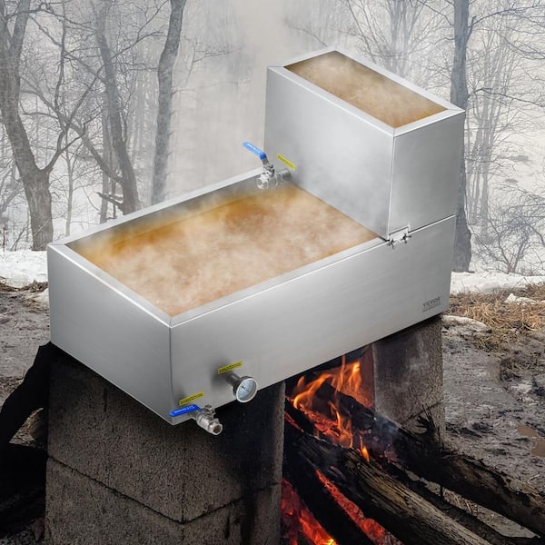 Maple Syrup Evaporator Pan,19.6 Gal.,285 Cups of 8.8oz. Maple Syrup,Flat Evaporator Pan with Thermometer,Stainless Steel