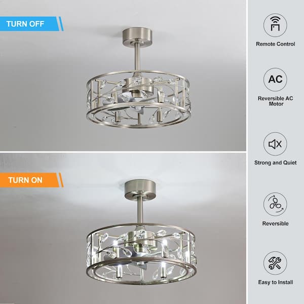 Twinkling 20 in. Indoor Satin Nickel Ceiling Fan with Light Kit and Remote Control Included