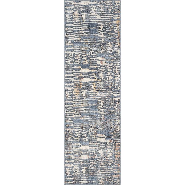Well Woven Envie Modica Blue 2 ft. 3 in. x 7 ft. 3 in. Geometric Abstract Pattern Runner Area Rug