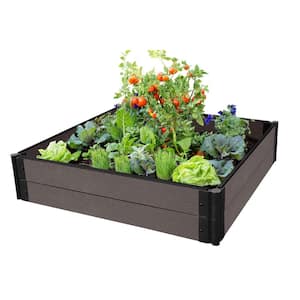 One Inch Series 4 ft. x 4 ft. x 11 in. Weathered Wood Composite Raised Garden Bed