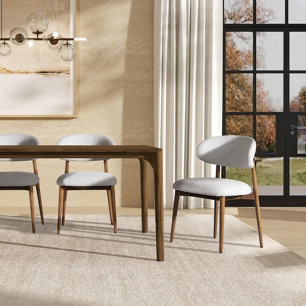 Jennifer Taylor Locke 20.5 in. Modern Gray Upholstered Dining Chair with Wood Frame, Salt and Pepper Boucle