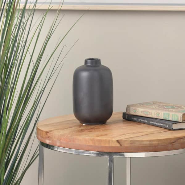 Litton Lane Black Minimalistic Ceramic Decorative Vase