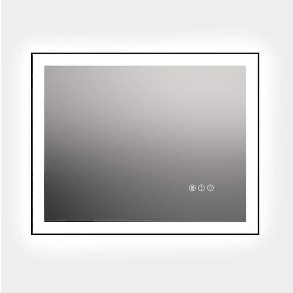 48 in. W x 40 in. H Rectangular Aluminum Classic Framed Wall Bathroom Vanity Mirror in Matte Black