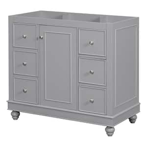 35 in. W x 18 in. D x 33 in. H Traditional Bath Vanity Cabinet without Top with 4-Drawers and Adjustable Shelf in Gray