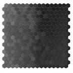 Take Home Sample - Hexagonia SB Black Stainless Steel 4 in. x 4 in. Metal Peel and Stick Wall Mosaic Tile (0.11 sq.ft.)