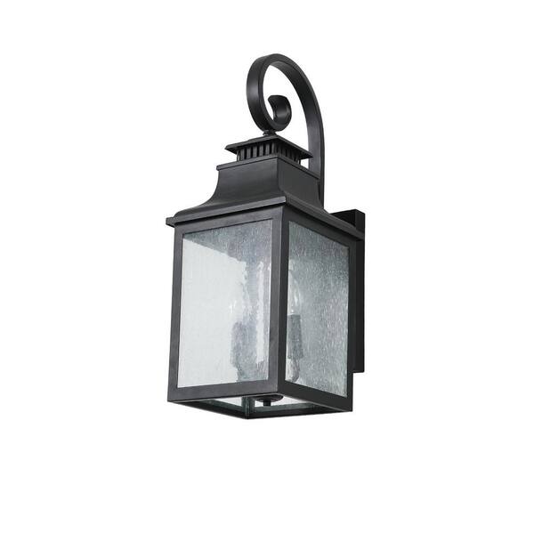 23 in. 2Light Black Dusk to Dawn Outdoor Hardwired Wall Lantern Scone