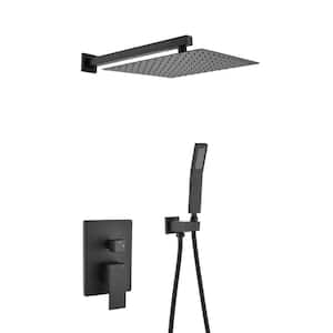 1-Spray Patterns with 2.5 GPM 10 in. Wall Mount Dual Shower Heads in Matte Black