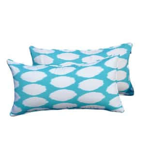 Contain Pattern Polyester Fabric Rectangular Outdoor Lumbar Pillows (2-Pack)