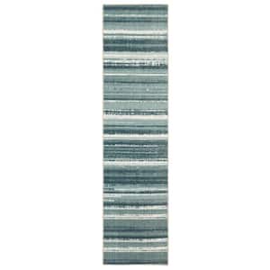 Boho Stripe Blue 2 ft. x 5 ft. Runner Rug