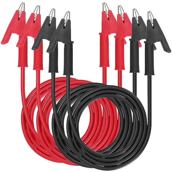 Dual Ended Alligator Clips 3.3 ft. Test Lead Wire with Insulated Copper Clamps Flexible Electrical Cable 4-Pack
