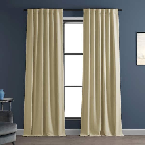 Armour Grey Bellino Textured Faux Linen Room Darkening Curtains For Bedroom (1-Panel), 50 in. W x 120 in. L