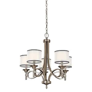 Lacey 25 in. 5-Light Antique Pewter Transitional Shaded Circle Chandelier for Dining Room