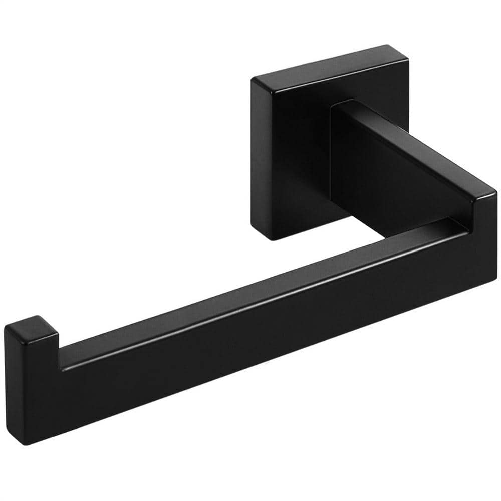 Wall Mounted Single Post Square Stainless Steel Toilet Paper Holder in Blac