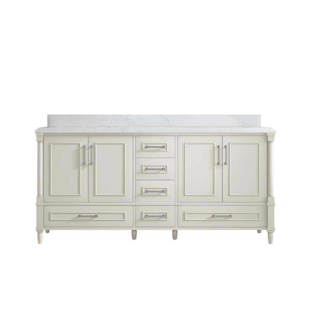 Hudson 72 in. Double Sink Freestanding Alabaster Bath Vanity with Empira White Top Unassembled price history on PriceWatchPro