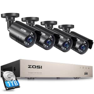 8-Channel 5MP-Lite 1TB DVR Security Camera System with 4 1080p Wired Bullet Cameras