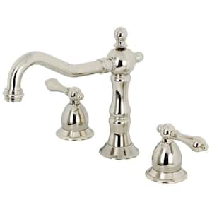 Victorian 8 in. Widespread Double Handle Bathroom Faucet in Polished Nickel
