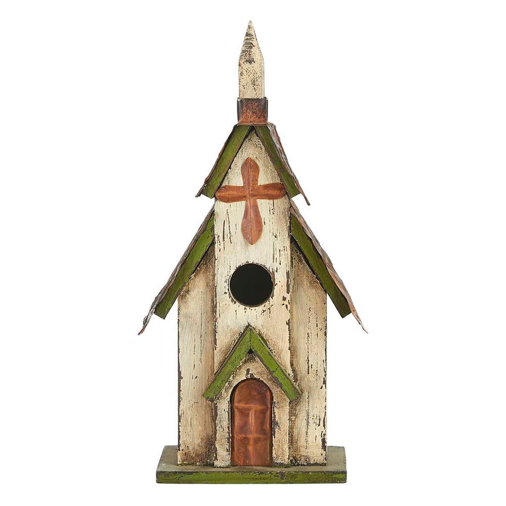 Hanging Distressed Wooden Church Birdhouse Garden Decor Handcrafted Rustic Outdoor Indoor 14 in. price history on PriceWatchPro