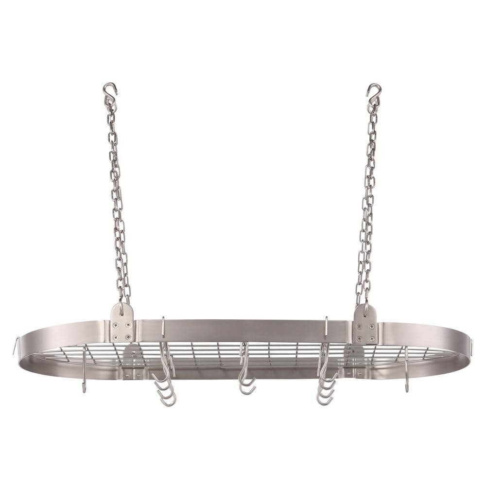 Old Dutch 3.25 in. x 18 in. x 36 in. Satin Nickel Oval Pot Rack 122SN ...