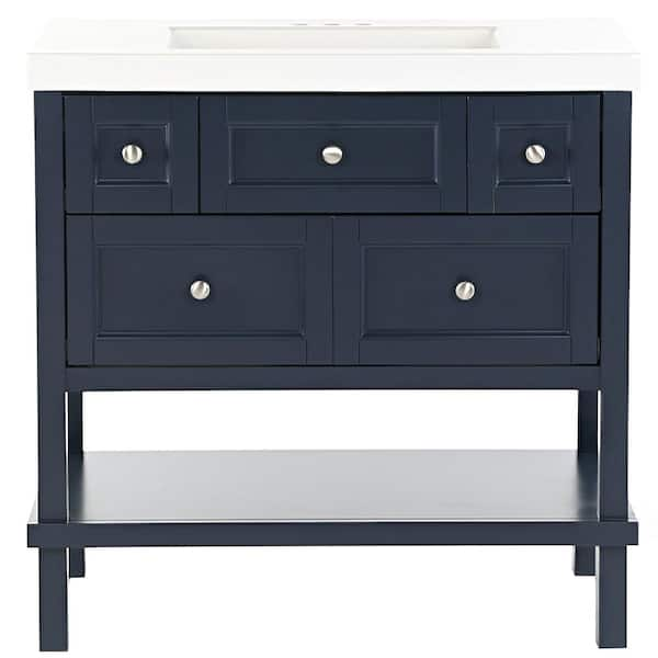 Ashland 37 in. Single Sink Blue Bath Vanity with White Cultured Marble Top (Assembled)