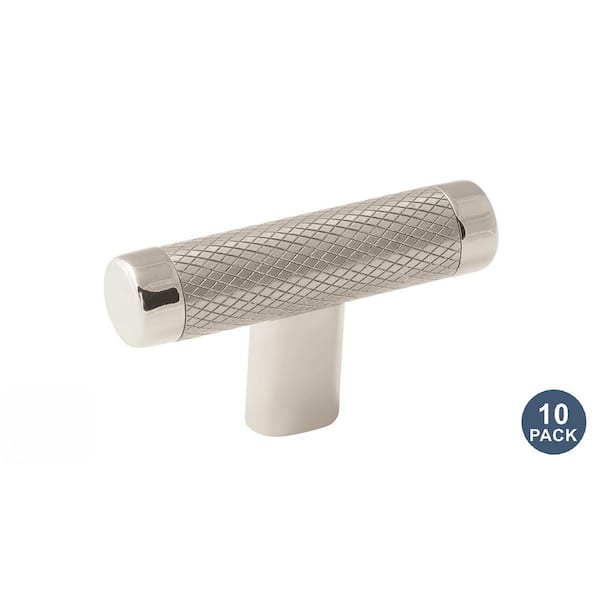 Esquire 2 5/8 in. L  67 mm  Polished Nickel/Stainless Steel T Shaped Cabinet Knobs (10-Pack)