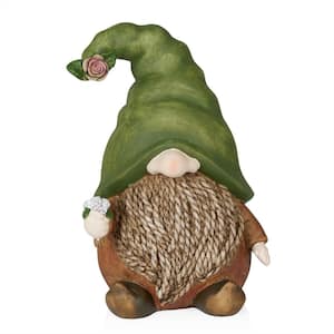 Gnome with Green Hat Holding a Flower